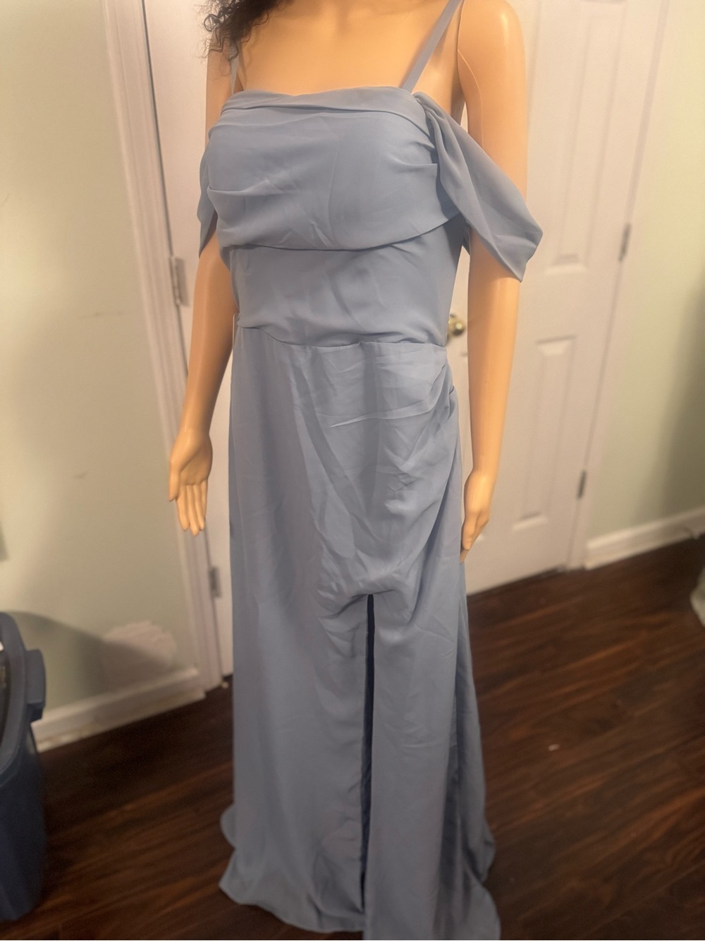 Blue Off-Shoulder Evening Dress